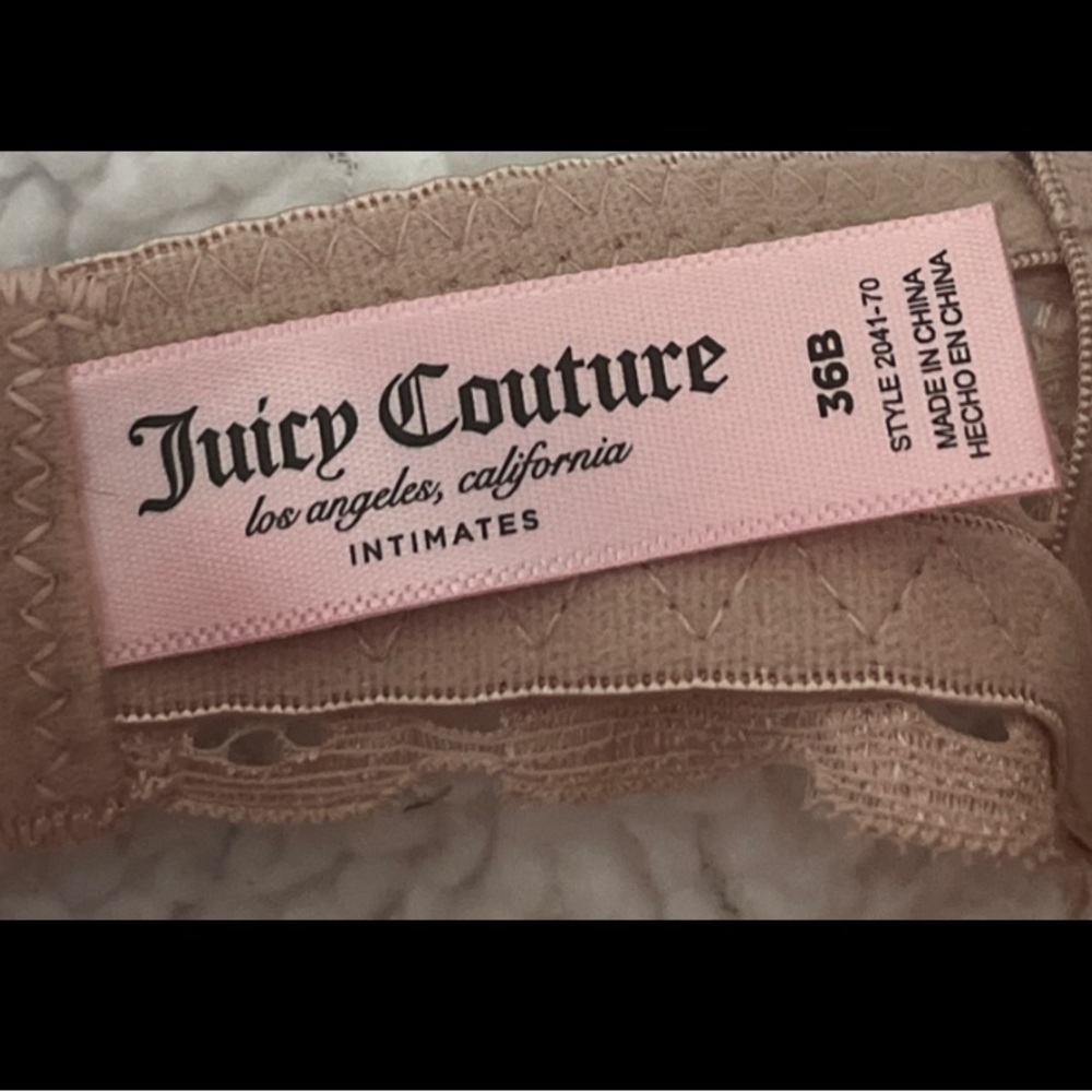New Juicy Couture Lace Overlay Push Up Bra Nude Pink 36B Intimates Sexy Lingerie - Picture 3 of 4